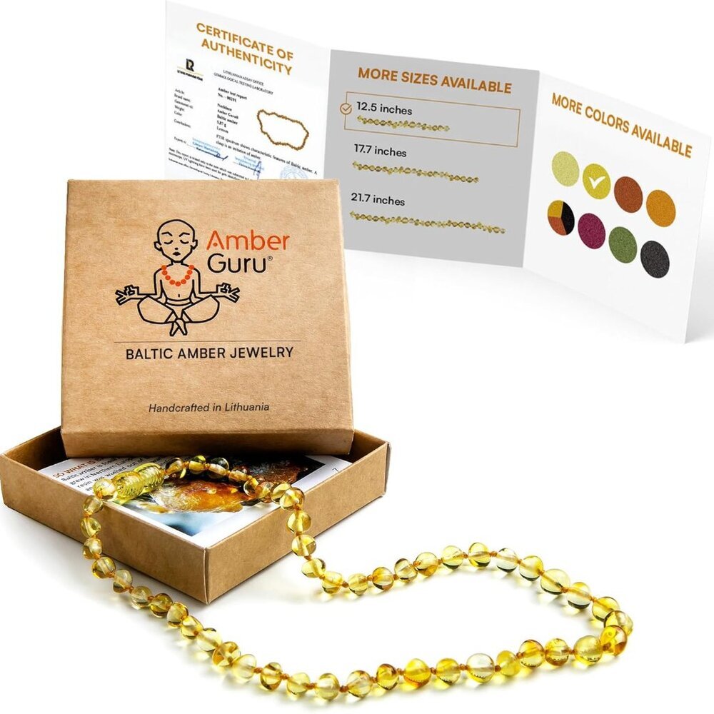 Baltic Amber Necklace Authentic, Certified - 12.5 inches - Unisex Jewelry - Poli